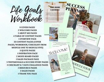 Life Goals Workbook | Life Coach Workbook |Editable Canva Template|Coach Template|Lead Magnet|Brandable ECourse|Done For You| Life Coach PLR