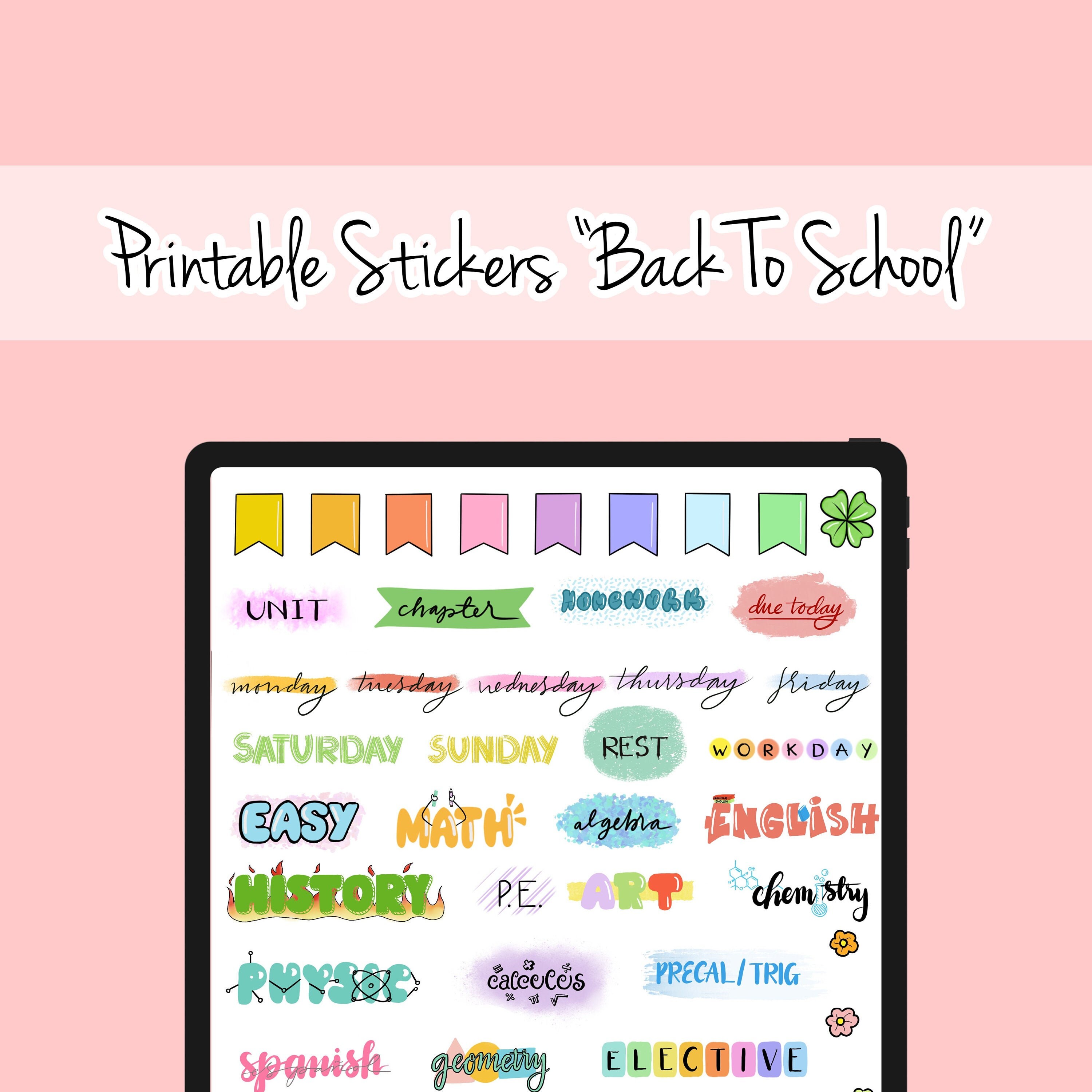 Printable Stickers Back To School Theme 8.5x11 DOWNLOAD | Etsy
