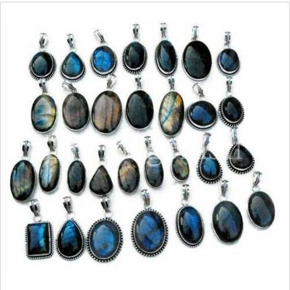 Labradorite & Mixed Gemstone Wholesale Lot 925 Sterling Silver Plated Pendant 