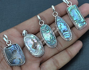 Abalone Shell & Mixed 20 pcs Wholesale Lots 925 Sterling Silver Plated Pendant 