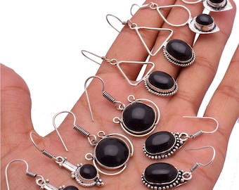 Black Onyx Earring Gemstone Earring Wholesale Lot Earring Lot, 925 Sterling Silver Earring Handmade Jewelry Earring Dangle & Drop Earring