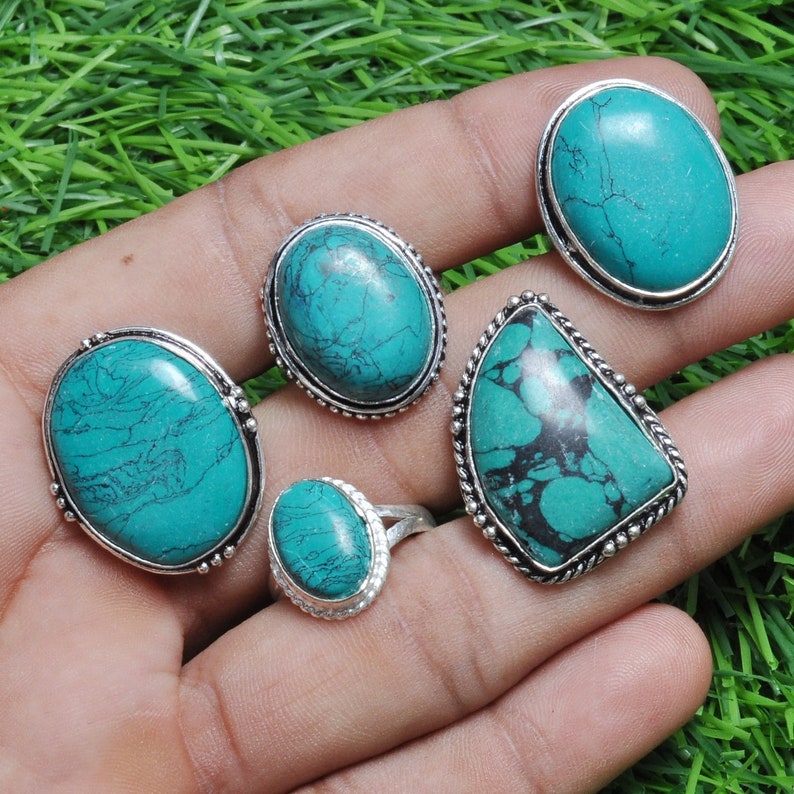 Genuine Turquoise Ring Gemstone 925 Louisville-Jefferson County Mall Ster Lot Wholesale Max 52% OFF