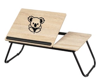 Personalized Wooden Laptop Stand and Tray- Adjustable Bamboo Laptop Desk, Laser engraved Folding Computer Table, Portable Breakfast table