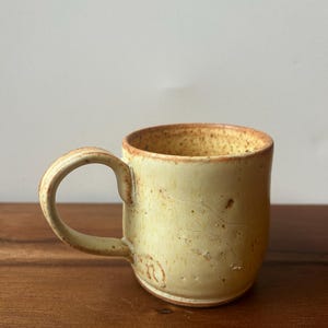 Yellow Soda Handmade Ceramic Mug with Leaf Etching