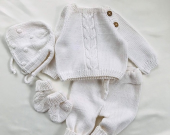 Bio Baumwolle Strick Baby Outfit Set: Neugeborenen Coming Home Kleidung