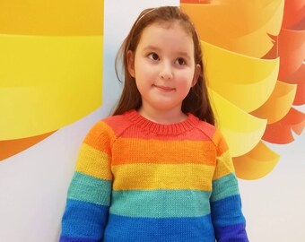 Rainbow sweater Custom sweater kids Knitted sweater for kids Cotton rainbow sweater Knitted kids jumper