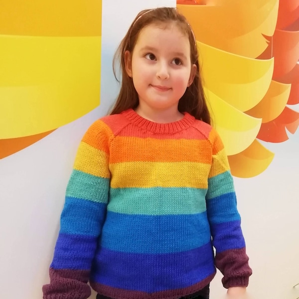 Rainbow sweater Custom sweater kids Knitted sweater for kids Cotton rainbow sweater Knitted kids jumper