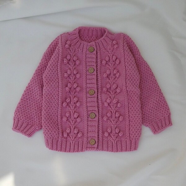 Cardigan for girls Hand knitted cable knit cardigan sweater Spring girls outfit