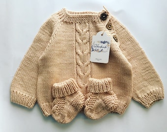 Pull pour nouveau-né 100 % coton biologique Pull en tricot pour bébé Pull vêtements pour bébé en tricot Nouveau cadeau pour bébé