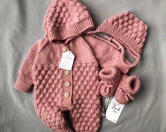 Ensemble de combinaison en laine pour bébé, salopette tricotée pour bébé, vêtements d'hiver pour bébé