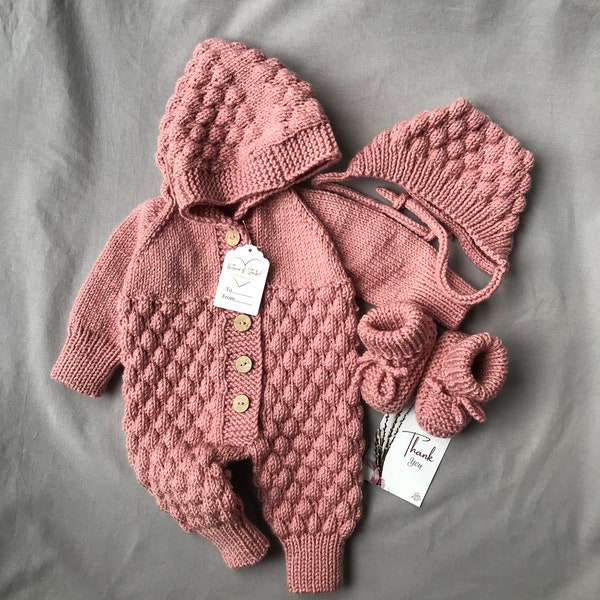 Ensemble de combinaison en laine pour bébé, salopette tricotée pour bébé, vêtements d'hiver pour bébé