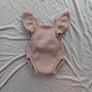 Ruffle romper for baby girl Knitted baby outfit Photo prop clothes