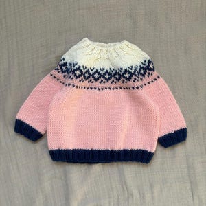 Newborn Girl Merino Wool Sweater: Hand-Knitted Baby Outfit (0-3 Months)