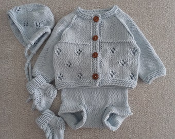 Cute baby set Cardigan and Bloomer Perfect gift Baby hospital outfit Coming home set Summer baby outfit