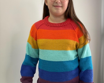 Knitted Rainbow Sweater: Custom Cotton Kids Jumper