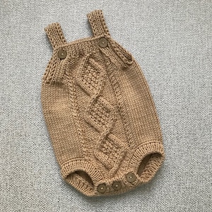 Hand Knitted Baby Romper: Neutral Cotton Outfit, Photo Prop