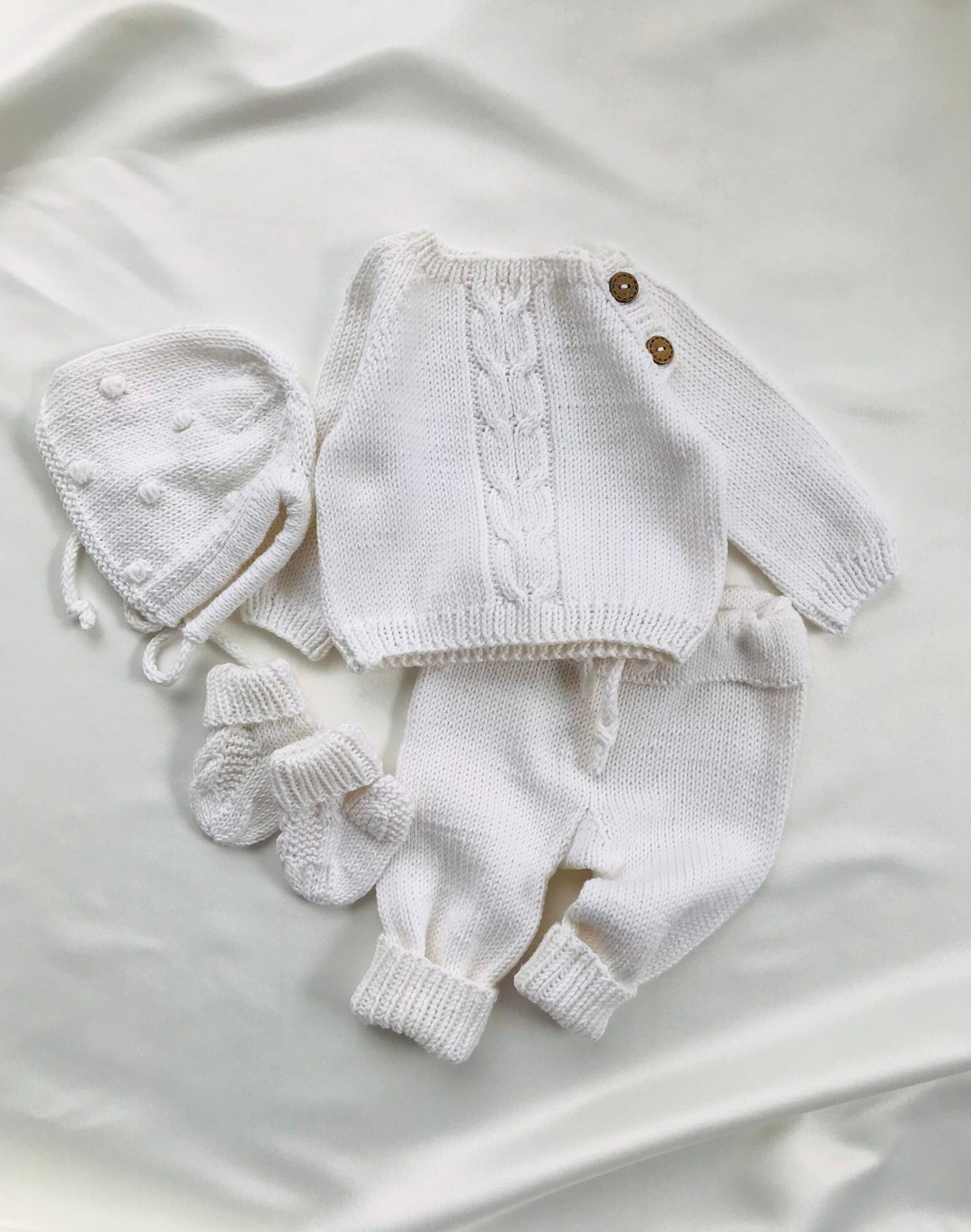 Newborn Baby Knit Outfit Set of 4 Baby Coming Home Outfit Knitted