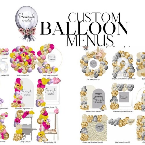 CUSTOM Balloon Menu Balloon Price List Balloon Price Guide Etsy