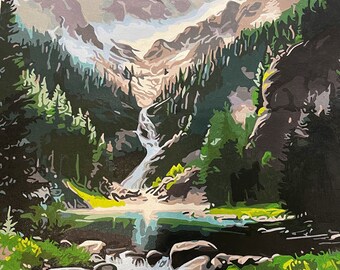 絵画 Mountain Waterfall 絵画 Mountain waterfall Mountain Waterfall Landscape (180) | Mao