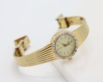 CITIZEN quartz japan movt, vintage damespolshorloge roestvrij staal. onedele metalen rand, met strass steentjes