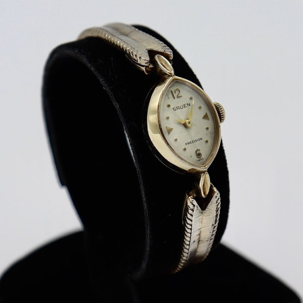 Vintage Gruen Precision, 10K RGB, Steinless steel, ladies vintage wrist watch, gold tone wrist watch