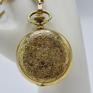 ARNEX 17 jewels incabloc pocket watches, golden on chain, UNISEX image 5