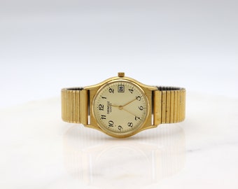 1983 Made Vintage Caravelle by Bulova Quartz Men Watch Gold Plated