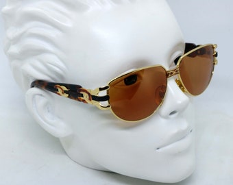 Anteprima Tess, Vintage 90s unique oversized gold cat eye sunglasses, Vintage Special Steampunk Sunglasses ,NOS