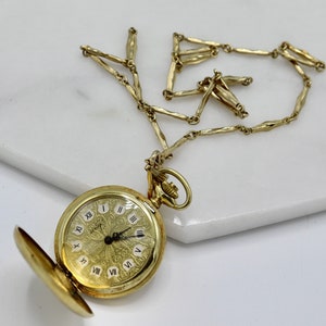 ARNEX 17 jewels incabloc pocket watches, golden on chain, UNISEX image 3