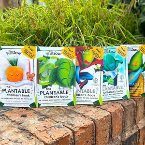 Libri per bambini planabili, libri di carta seminati, leggere e piantare, carota, lattuga, aneto, basilico, prezzemolo, libri di scrofa