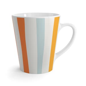 Striped Ceramic Latte Mug | Multi color mug, birthday gift stripes mug, housewarming gift ceramic mug stipes, colorful striped latte mug