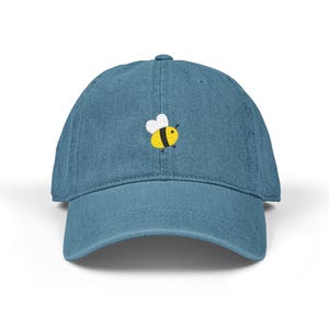 Bee Denim Hat (Embroidery) | Cute bee cap, bee lover gift, apiarist gifts, apiculturists cap, bee themed gifts, bee themed hat, bee keeper