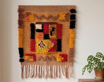 Tapiz/decoración de pared tradicional finlandés de lana tejida a mano.