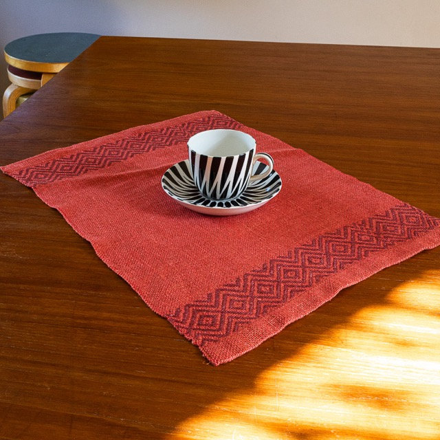 1960s Mid Century Helmi Vuorelma 100% Handmade Brown Stripe Table Placemats  - 4 Pieces