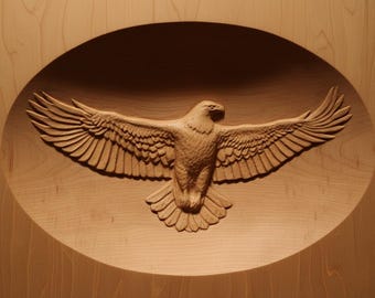 Amerikanischer Adler Holzschnitzerei CNC Projekt: 3D Design Dateien (DXF, STL, CRV3D) (Digitaler Download)
