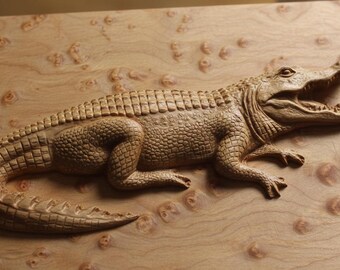 Alligator CNC Schnitzdatei | 3D Holzkunst Wand Skulptur (Digitaler Download)
