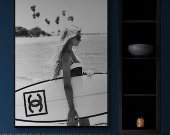 Surfer Girl Fashion Print, Luxury Designer, Fashion Lover Wall Art, Home Decor Photography Premium, designer luxury wall art