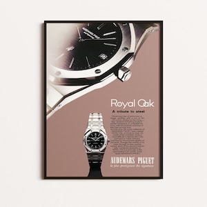 Cartel de Audemars Piguet Royal Oak, arte de pared de Audemars piguet, cartel de reloj Ap, cartel de rolex, cartel de reloj rolex, anuncios de rolex vintage