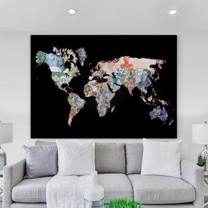 Money map poster,Geographic Map money,  motivational poster, money poster, inspirational wall art, motivational art, money art