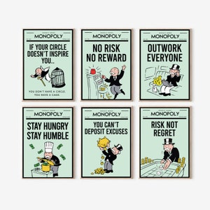 Alec Monopoly Grafitti Set Of 6/Monopoly Canvas Motivation/ Motivation de bureau/Alec Monopoly Poster/ art mural imprimable/ art motivationnel image 9