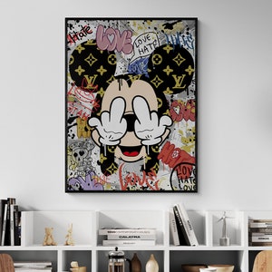 Modern art pop art, hypebeast posters, luxury wall art, fashion wall art, Hype beast art, Mickey Mouse wall art, streetwear wall art
