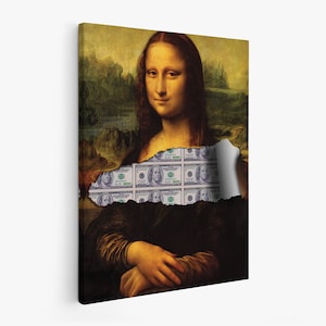Money Lisa, Motivationsposter, Mona LIsa, motivierende Wandkunst, Büroposter, Millionärsposter, Geldposter, Büroleinwand, Erfolg