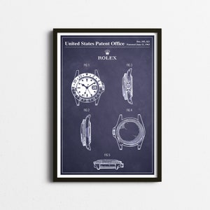 Rolex GMT-Patentplakat, Rolex-Uhrenplakat, Vintage-Rolex-Anzeigen, Vintage-Rolex-Anzeigen, Rolex-Wandkunst, Rolex-Poster, Rolex-Kunstdruck
