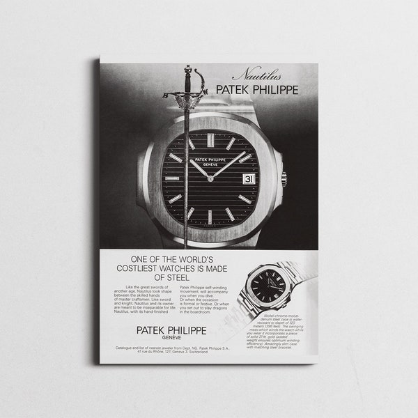 Patek Philippe Nautilus poster, Patek Philippen Vintage Print, Patek Philippe Nautilus, Patek Philippe print ad, gift for watch lover