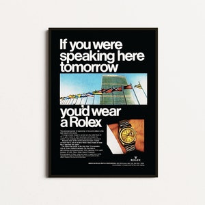 Rolex Vintage poster, If you were racing here tomorrow you'd wear a Rolex, Rolex poster original, Rolex canvas,Rolex wall art, ROLEX