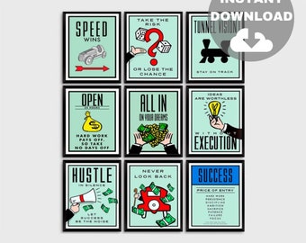 Alec Monopoly Grafitti Set Of 9/Monopoly Canvas Motivation/Success Grafitti Art/Alec Monopoly Poster/ printable wall art/ motivational art