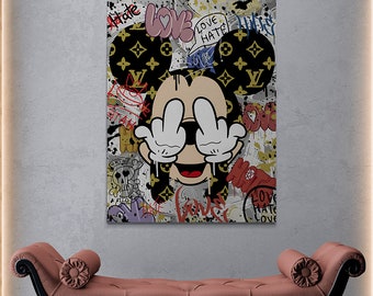 Modern art pop art, hypebeast posters, luxury wall art, fashion wall art, Hype beast art, Mickey Mouse wall art, streetwear wall art