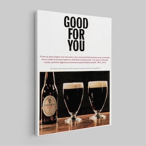 Guinness Vintage Poster, guinness good for you poster, Alcohol Prints, Guinness Advertising. Retro Alcohol Posters, Bar Decor wall Art