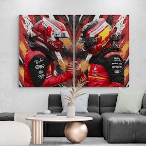 Charles Leclerc and Carlos Sainz art, formula 1 art, formula 1 poster, charles leclerc f1 poster, racing wall art, ferrari poster art