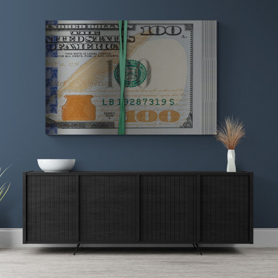 100 Dollars Art,money Wall Art, Motivational Wall Art, Money Wall Art ...